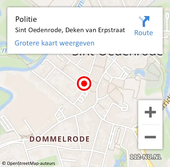 Locatie op kaart van de 112 melding: Politie Sint Oedenrode, Deken van Erpstraat op 1 juni 2023 16:03