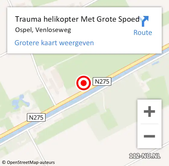 Locatie op kaart van de 112 melding: Trauma helikopter Met Grote Spoed Naar Ospel, Venloseweg op 1 juni 2023 16:15