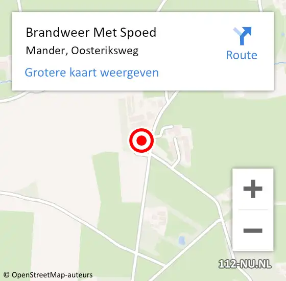Locatie op kaart van de 112 melding: Brandweer Met Spoed Naar Mander, Oosteriksweg op 1 juni 2023 16:22