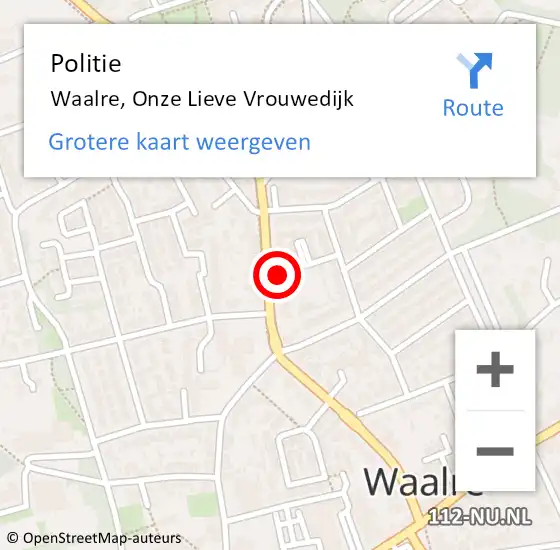 Locatie op kaart van de 112 melding: Politie Waalre, Onze Lieve Vrouwedijk op 1 juni 2023 16:26