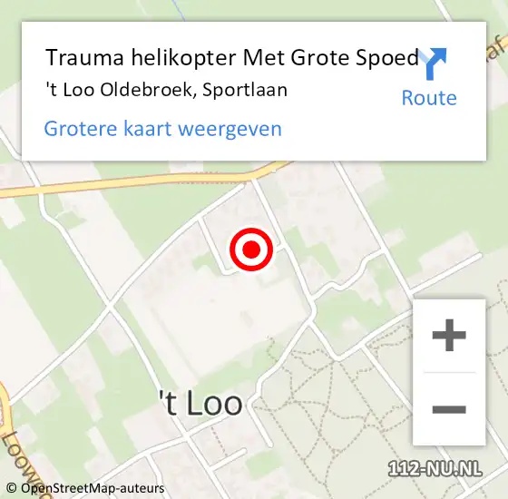 Locatie op kaart van de 112 melding: Trauma helikopter Met Grote Spoed Naar 't Loo Oldebroek, Sportlaan op 1 juni 2023 16:34