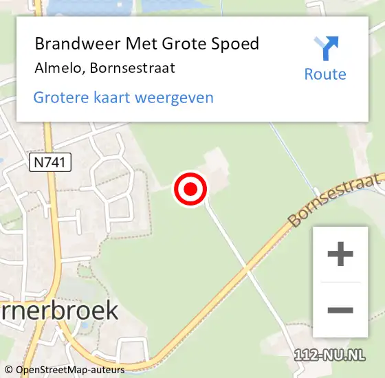Locatie op kaart van de 112 melding: Brandweer Met Grote Spoed Naar Almelo, Bornsestraat op 1 juni 2023 16:57