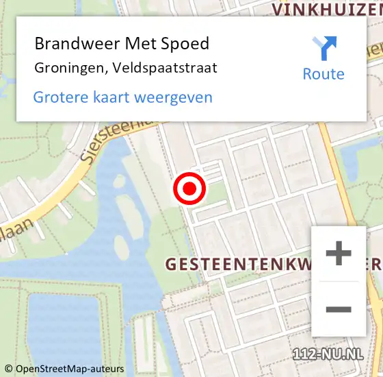 Locatie op kaart van de 112 melding: Brandweer Met Spoed Naar Groningen, Veldspaatstraat op 1 juni 2023 17:38