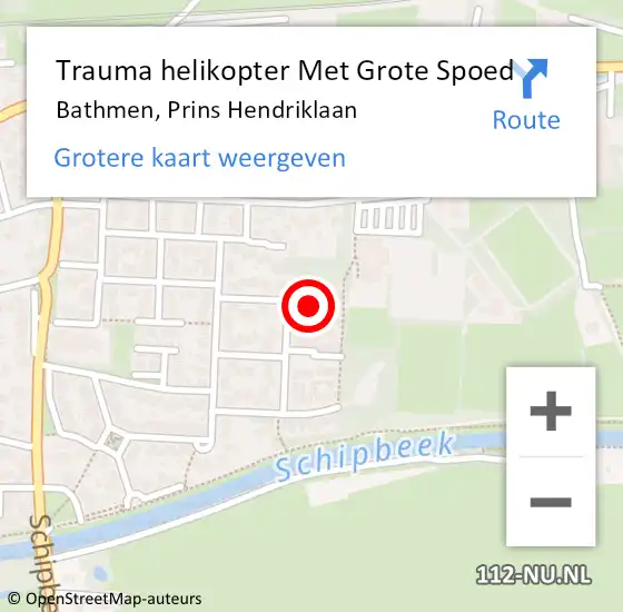 Locatie op kaart van de 112 melding: Trauma helikopter Met Grote Spoed Naar Bathmen, Prins Hendriklaan op 1 juni 2023 18:28