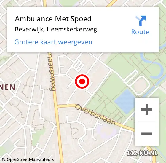 Locatie op kaart van de 112 melding: Ambulance Met Spoed Naar Beverwijk, Heemskerkerweg op 1 juni 2023 19:48
