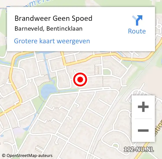 Locatie op kaart van de 112 melding: Brandweer Geen Spoed Naar Barneveld, Bentincklaan op 2 juni 2023 02:27