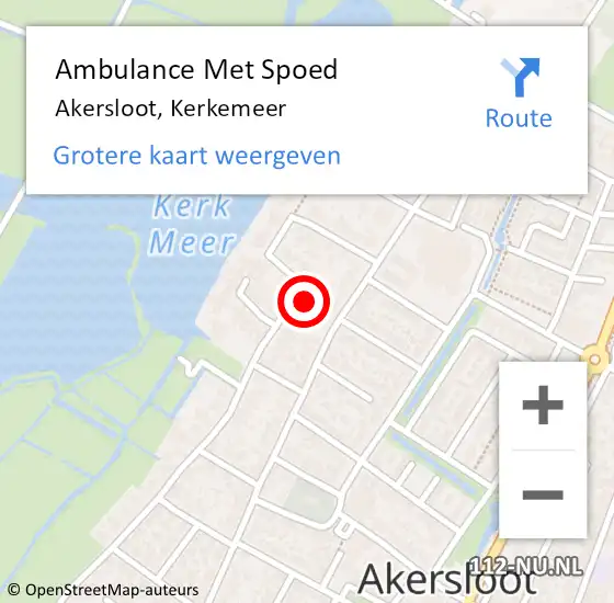 Locatie op kaart van de 112 melding: Ambulance Met Spoed Naar Akersloot, Kerkemeer op 2 juni 2023 07:43