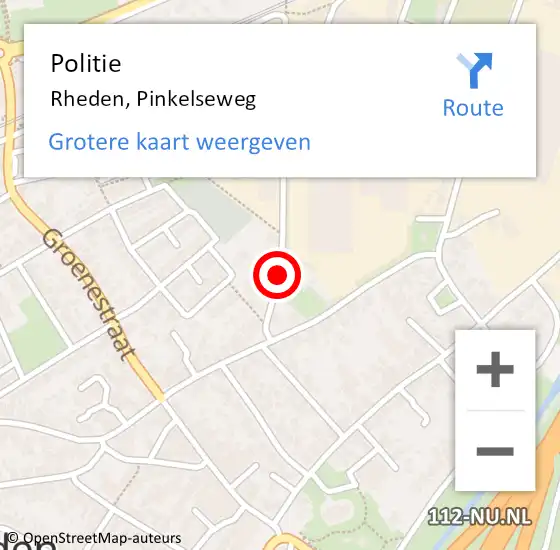 Locatie op kaart van de 112 melding: Politie Rheden, Pinkelseweg op 2 juni 2023 09:50