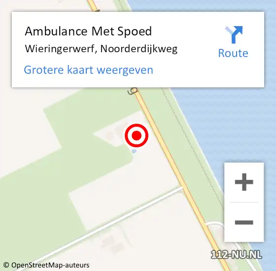 Locatie op kaart van de 112 melding: Ambulance Met Spoed Naar Wieringerwerf, Noorderdijkweg op 2 juni 2023 11:45