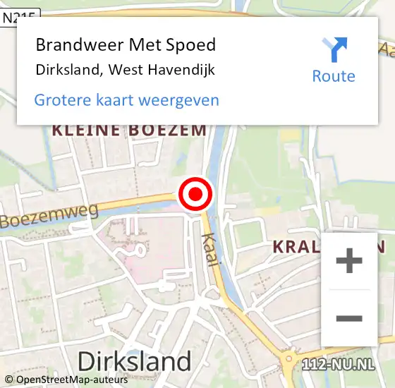 Locatie op kaart van de 112 melding: Brandweer Met Spoed Naar Dirksland, West Havendijk op 2 juni 2023 11:48