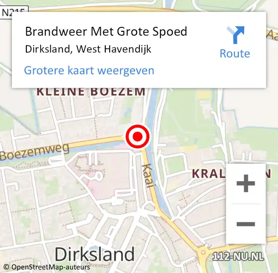 Locatie op kaart van de 112 melding: Brandweer Met Grote Spoed Naar Dirksland, West Havendijk op 2 juni 2023 11:48