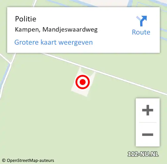 Locatie op kaart van de 112 melding: Politie Kampen, Mandjeswaardweg op 2 juni 2023 14:27
