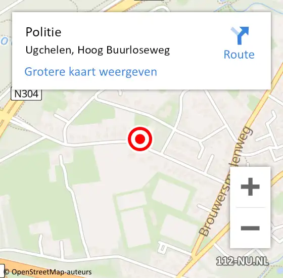 Locatie op kaart van de 112 melding: Politie Ugchelen, Hoog Buurloseweg op 2 juni 2023 15:08