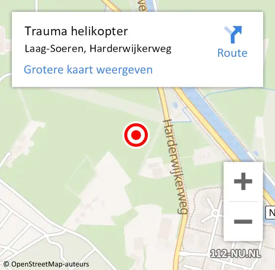 Locatie op kaart van de 112 melding: Trauma helikopter Laag-Soeren, Harderwijkerweg op 2 juni 2023 15:37