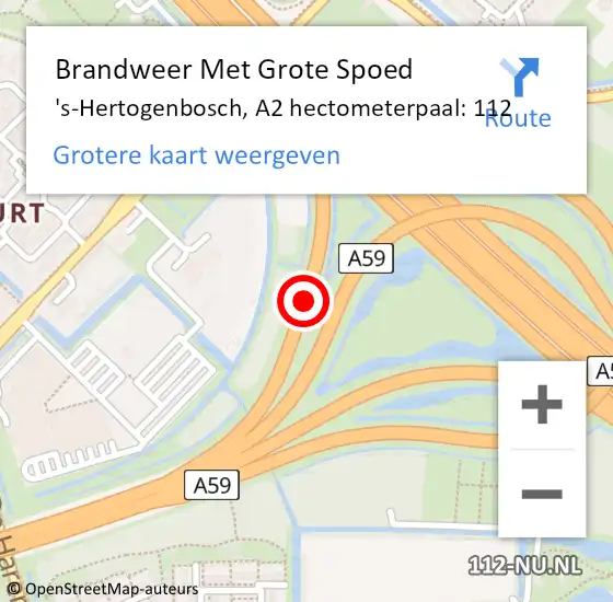 Locatie op kaart van de 112 melding: Brandweer Met Grote Spoed Naar 's-Hertogenbosch, A2 hectometerpaal: 112 op 2 juni 2023 16:01
