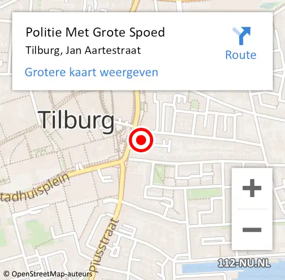 Locatie op kaart van de 112 melding: Politie Met Grote Spoed Naar Tilburg, Jan Aartestraat op 2 juni 2023 16:27