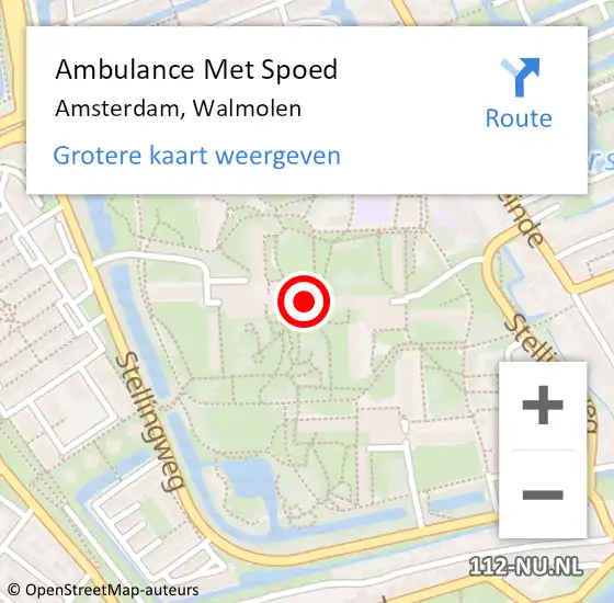 Locatie op kaart van de 112 melding: Ambulance Met Spoed Naar Amsterdam, Walmolen op 2 juni 2023 16:31