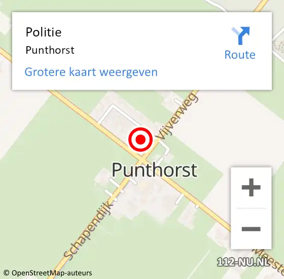 Locatie op kaart van de 112 melding: Politie Punthorst op 2 juni 2023 16:39
