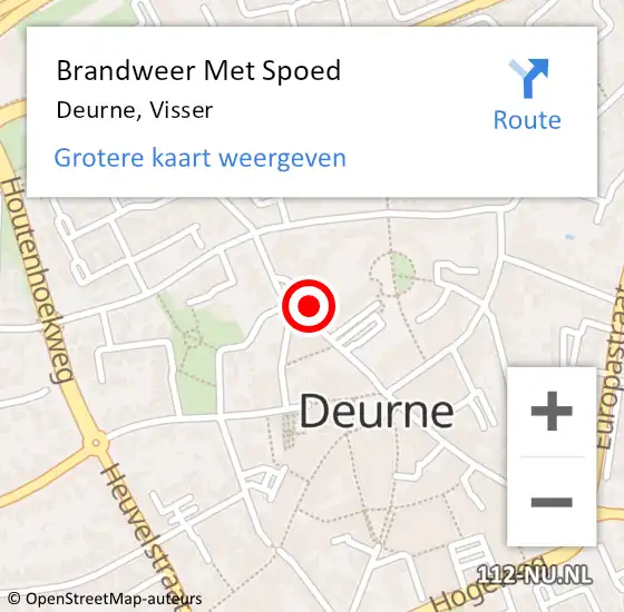 Locatie op kaart van de 112 melding: Brandweer Met Spoed Naar Deurne, Visser op 2 juni 2023 17:24