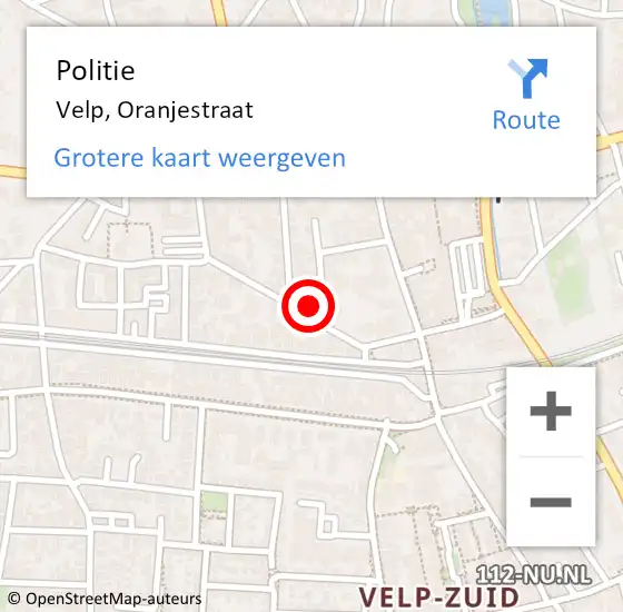 Locatie op kaart van de 112 melding: Politie Velp, Oranjestraat op 2 juni 2023 17:54