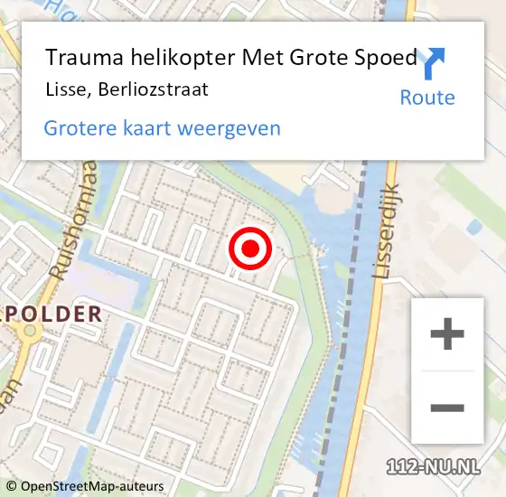 Locatie op kaart van de 112 melding: Trauma helikopter Met Grote Spoed Naar Lisse, Berliozstraat op 2 juni 2023 18:40
