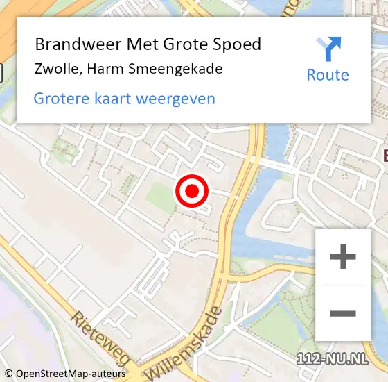 Locatie op kaart van de 112 melding: Brandweer Met Grote Spoed Naar Zwolle, Harm Smeengekade op 2 juni 2023 19:34