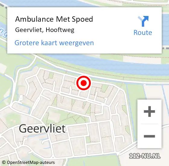 Locatie op kaart van de 112 melding: Ambulance Met Spoed Naar Geervliet, Hooftweg op 2 juni 2023 20:13