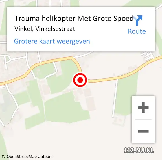 Locatie op kaart van de 112 melding: Trauma helikopter Met Grote Spoed Naar Vinkel, Vinkelsestraat op 2 juni 2023 22:07