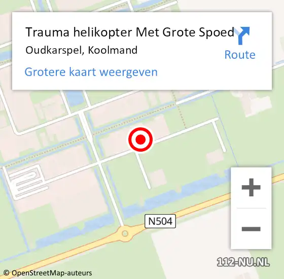 Locatie op kaart van de 112 melding: Trauma helikopter Met Grote Spoed Naar Oudkarspel, Koolmand op 2 juni 2023 22:39