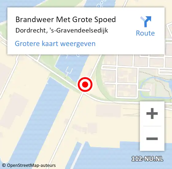 Locatie op kaart van de 112 melding: Brandweer Met Grote Spoed Naar Dordrecht, 's-Gravendeelsedijk op 2 juni 2023 22:43