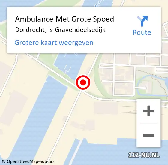 Locatie op kaart van de 112 melding: Ambulance Met Grote Spoed Naar Dordrecht, 's-Gravendeelsedijk op 2 juni 2023 22:48
