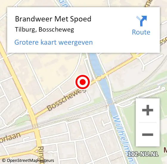Locatie op kaart van de 112 melding: Brandweer Met Spoed Naar Tilburg, Bosscheweg op 2 juni 2023 23:02