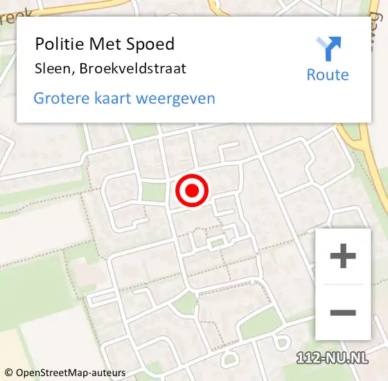Locatie op kaart van de 112 melding: Politie Met Spoed Naar Sleen, Broekveldstraat op 3 juni 2023 00:51
