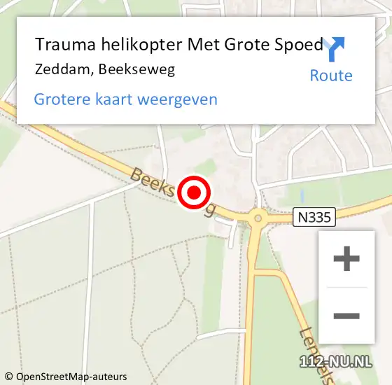 Locatie op kaart van de 112 melding: Trauma helikopter Met Grote Spoed Naar Zeddam, Beekseweg op 3 juni 2023 01:38