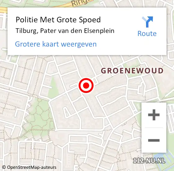 Locatie op kaart van de 112 melding: Politie Met Grote Spoed Naar Tilburg, Pater van den Elsenplein op 3 juni 2023 02:50