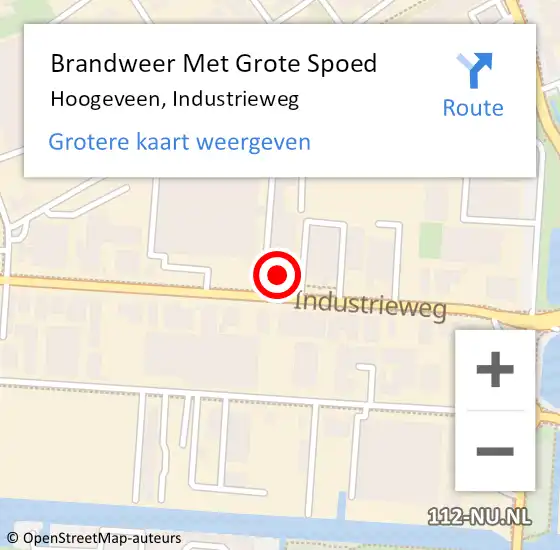 Locatie op kaart van de 112 melding: Brandweer Met Grote Spoed Naar Hoogeveen, Industrieweg op 3 juni 2023 03:32