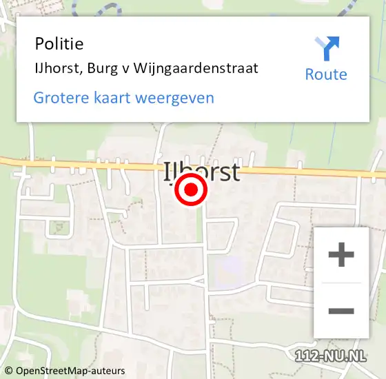 Locatie op kaart van de 112 melding: Politie IJhorst, Burg v Wijngaardenstraat op 3 juni 2023 09:11