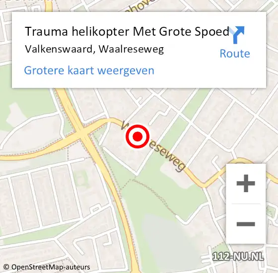 Locatie op kaart van de 112 melding: Trauma helikopter Met Grote Spoed Naar Valkenswaard, Waalreseweg op 3 juni 2023 09:41