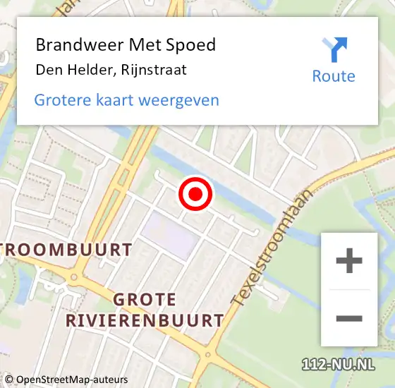 Locatie op kaart van de 112 melding: Brandweer Met Spoed Naar Den Helder, Rijnstraat op 3 juni 2023 10:23