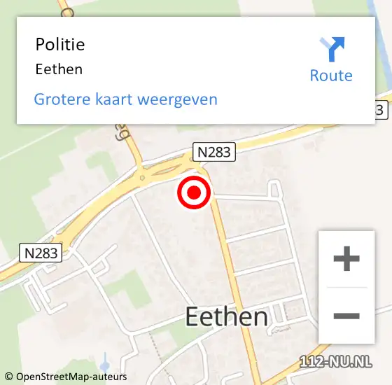 Locatie op kaart van de 112 melding: Politie Eethen op 3 juni 2023 11:33