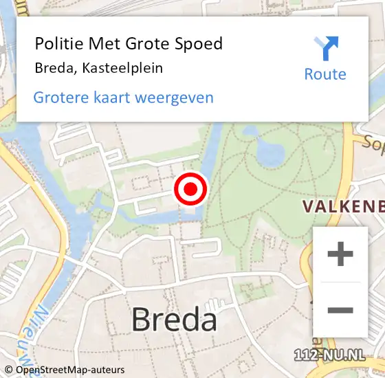Locatie op kaart van de 112 melding: Politie Met Grote Spoed Naar Breda, Kasteelplein op 3 juni 2023 12:49