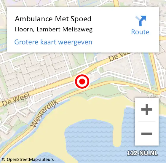 Locatie op kaart van de 112 melding: Ambulance Met Spoed Naar Hoorn, Lambert Meliszweg op 3 juni 2023 13:07