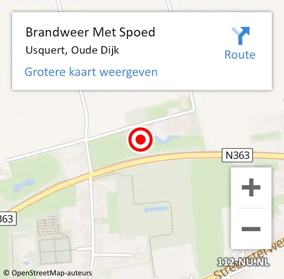 Locatie op kaart van de 112 melding: Brandweer Met Spoed Naar Usquert, Oude Dijk op 3 juni 2023 13:11