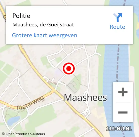 Locatie op kaart van de 112 melding: Politie Maashees, de Goeijstraat op 3 juni 2023 13:28