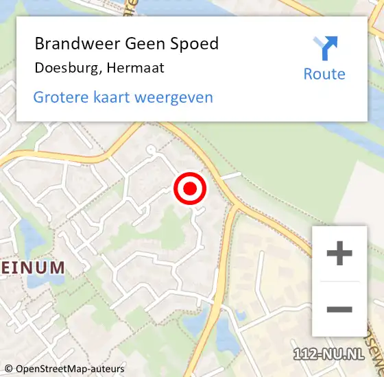 Locatie op kaart van de 112 melding: Brandweer Geen Spoed Naar Doesburg, Hermaat op 3 juni 2023 13:52
