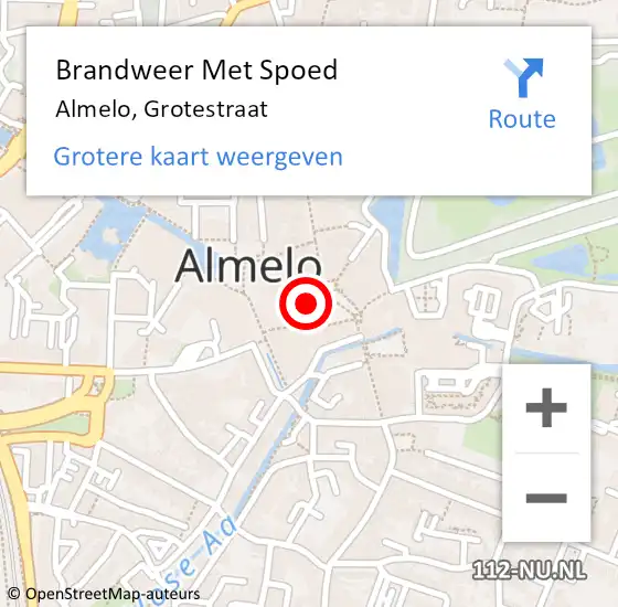 Locatie op kaart van de 112 melding: Brandweer Met Spoed Naar Almelo, Grotestraat op 3 juni 2023 14:07
