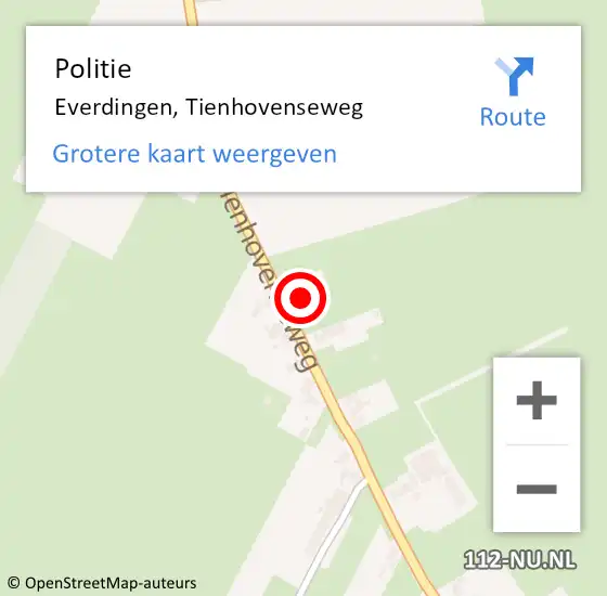 Locatie op kaart van de 112 melding: Politie Everdingen, Tienhovenseweg op 3 juni 2023 14:15