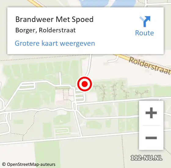 Locatie op kaart van de 112 melding: Brandweer Met Spoed Naar Borger, Rolderstraat op 3 juni 2023 15:23
