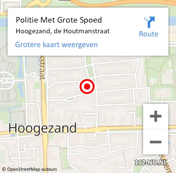 Locatie op kaart van de 112 melding: Politie Met Grote Spoed Naar Hoogezand, de Houtmanstraat op 3 juni 2023 17:03