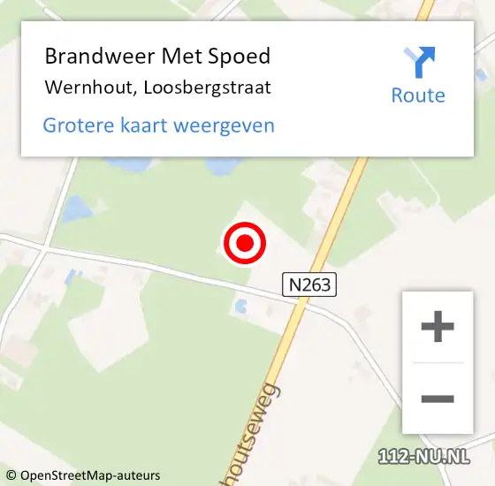 Locatie op kaart van de 112 melding: Brandweer Met Spoed Naar Wernhout, Loosbergstraat op 3 juni 2023 17:04